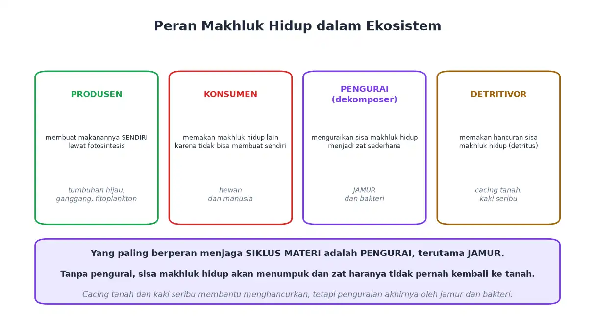 Peran produsen konsumen pengurai dan detritivor