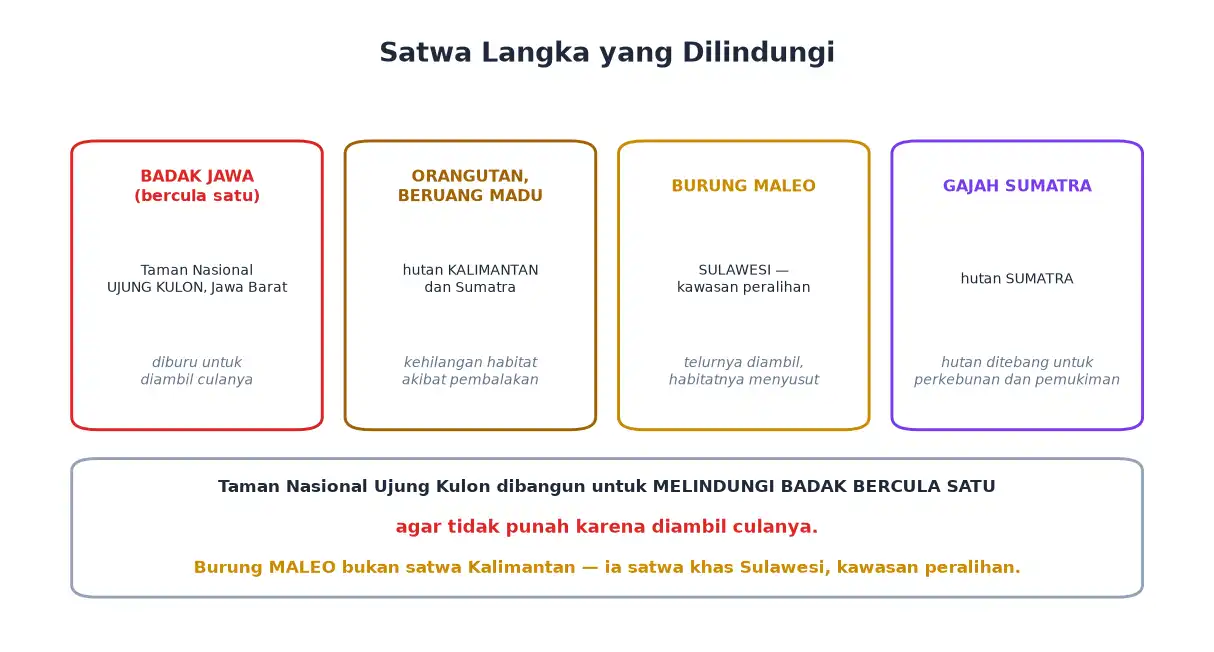 Badak Jawa orangutan burung maleo dan gajah Sumatra beserta ancamannya