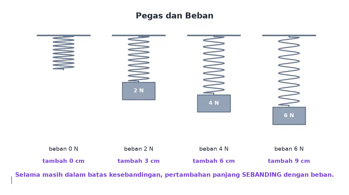 Pegas yang bertambah panjang secara teratur mengikuti penambahan beban