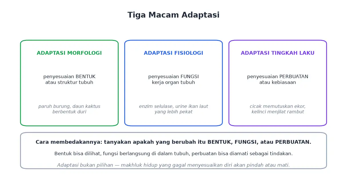 Perbandingan adaptasi morfologi fisiologi dan tingkah laku beserta contohnya