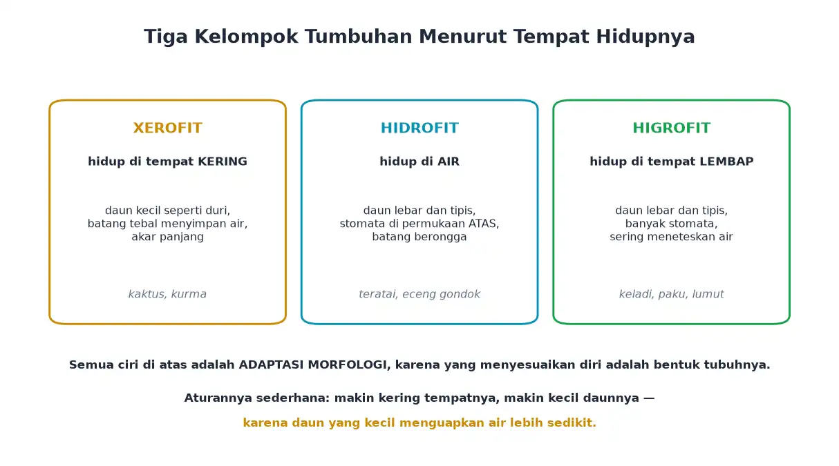 Kelompok tumbuhan xerofit hidrofit dan higrofit menurut tempat hidupnya