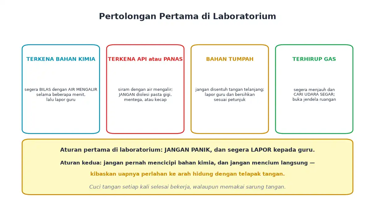 Cara menangani terkena bahan kimia luka bakar bahan tumpah dan terhirup gas