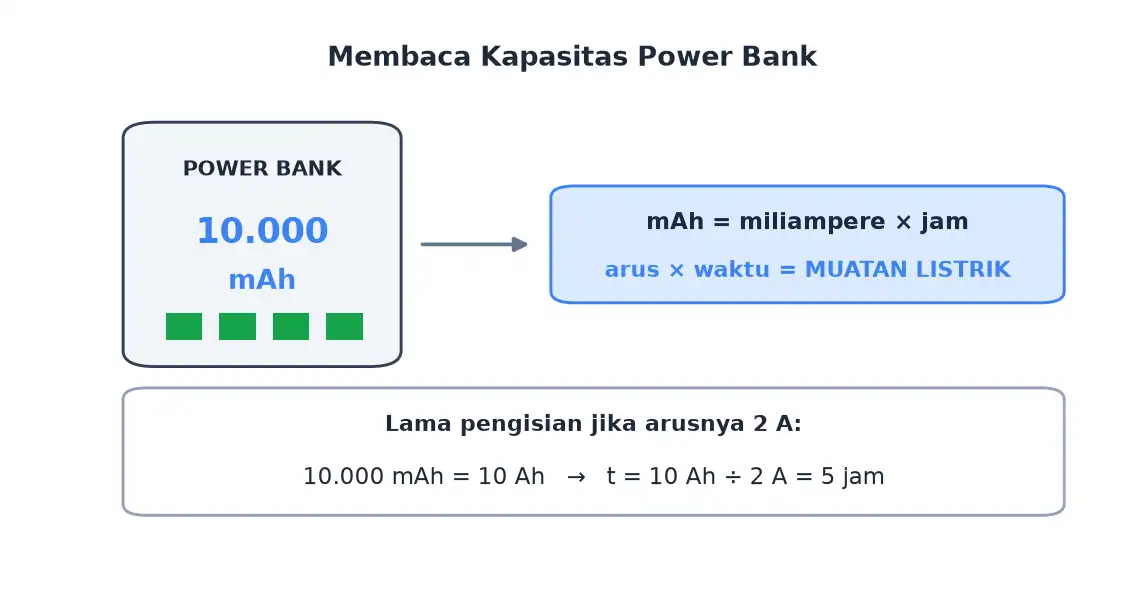 Satuan mAh pada power bank menyatakan besaran muatan listrik