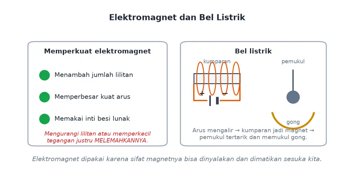 Cara memperkuat elektromagnet dan penerapannya pada bel listrik
