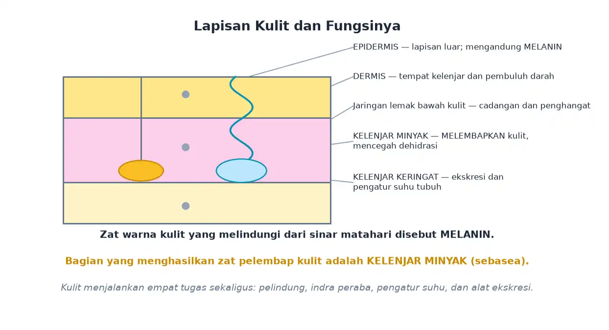 Lapisan kulit epidermis dermis kelenjar minyak dan kelenjar keringat