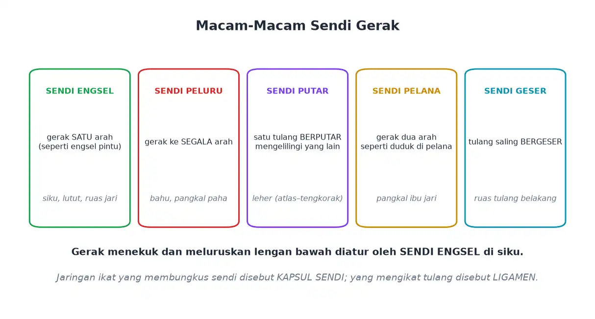 Macam sendi engsel peluru putar pelana dan geser beserta contohnya