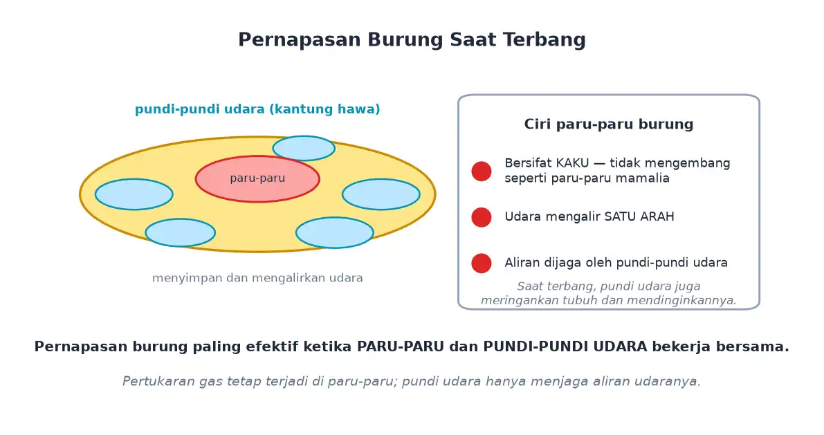 Paru-paru kaku dan pundi-pundi udara pada burung saat terbang