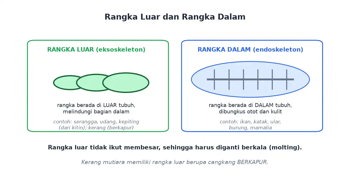 Rangka luar pada serangga dan rangka dalam pada vertebrata
