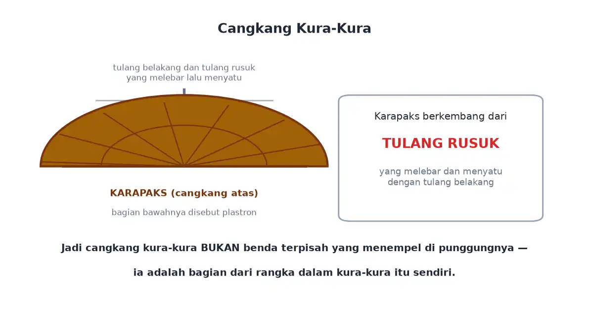 Karapaks kura-kura terbentuk dari tulang rusuk yang melebar dan menyatu