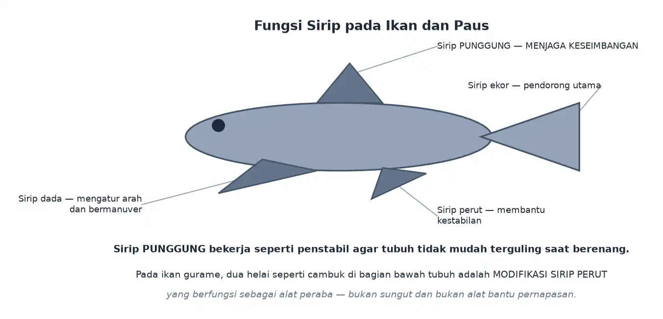 Fungsi sirip punggung dada perut dan ekor pada ikan