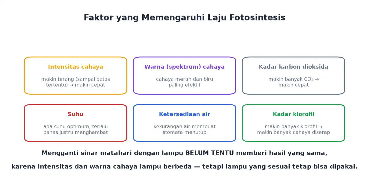 Enam faktor yang memengaruhi laju fotosintesis