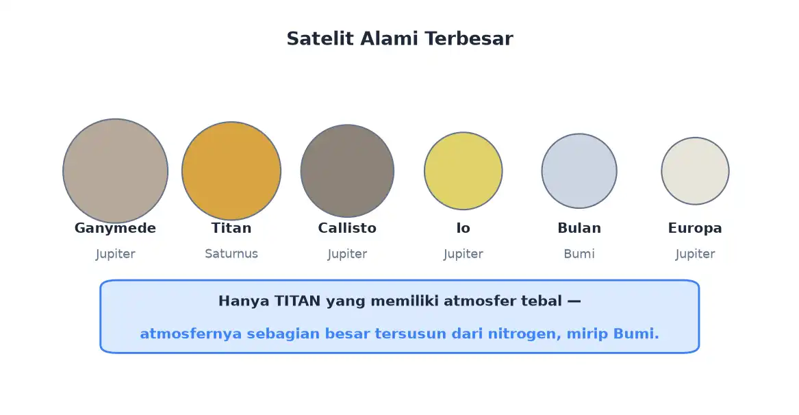 Enam satelit alami terbesar di tata surya beserta planet induknya
