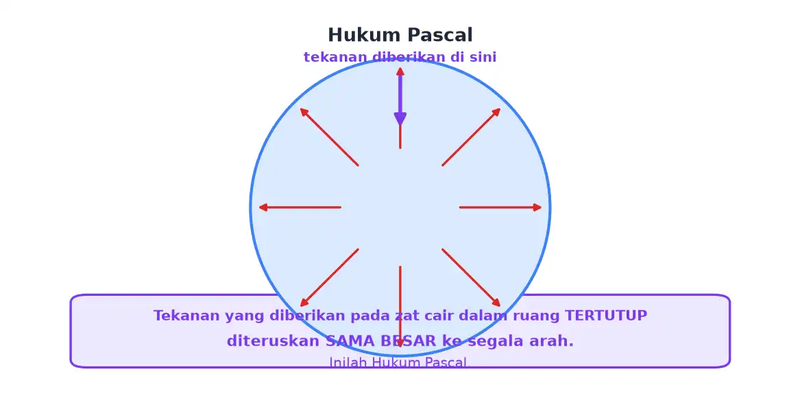 Tekanan pada zat cair dalam ruang tertutup diteruskan ke segala arah