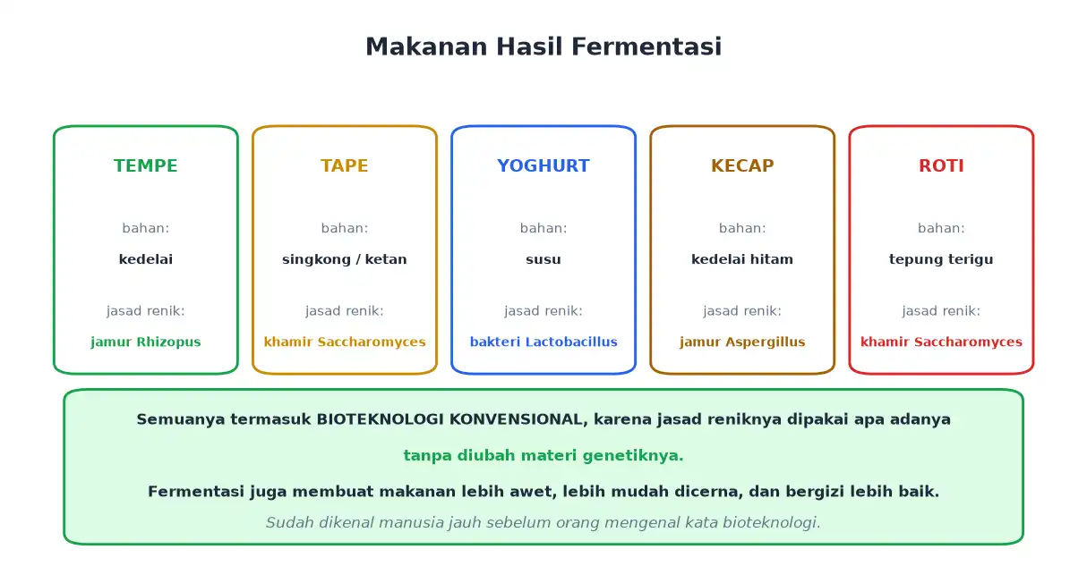 Tempe tape yoghurt kecap dan roti beserta jasad renik pembuatnya