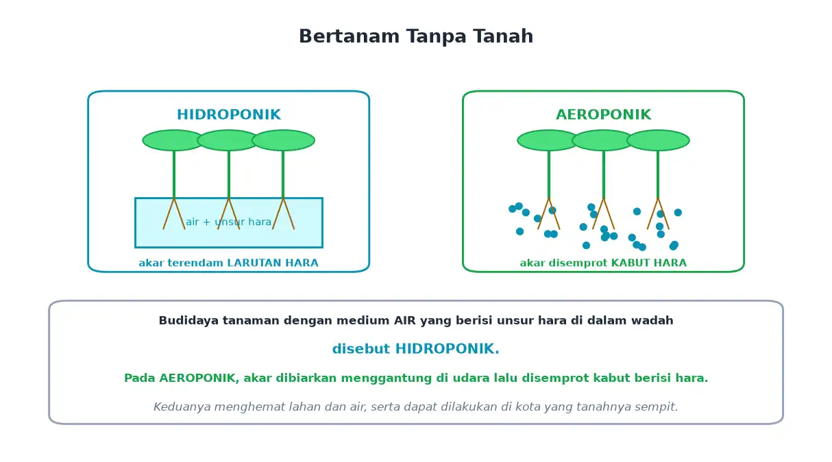 Perbandingan hidroponik dengan akar terendam larutan dan aeroponik dengan kabut hara