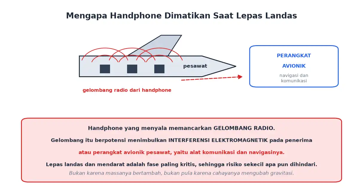 Gelombang radio handphone mengganggu perangkat avionik pesawat